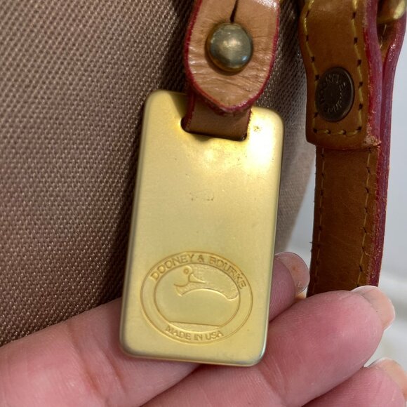 Dooney & Bourke Tan Canvas & Leather Vintage CABRIOLET Dome Satchel/Crossbody - Picture 12 of 16